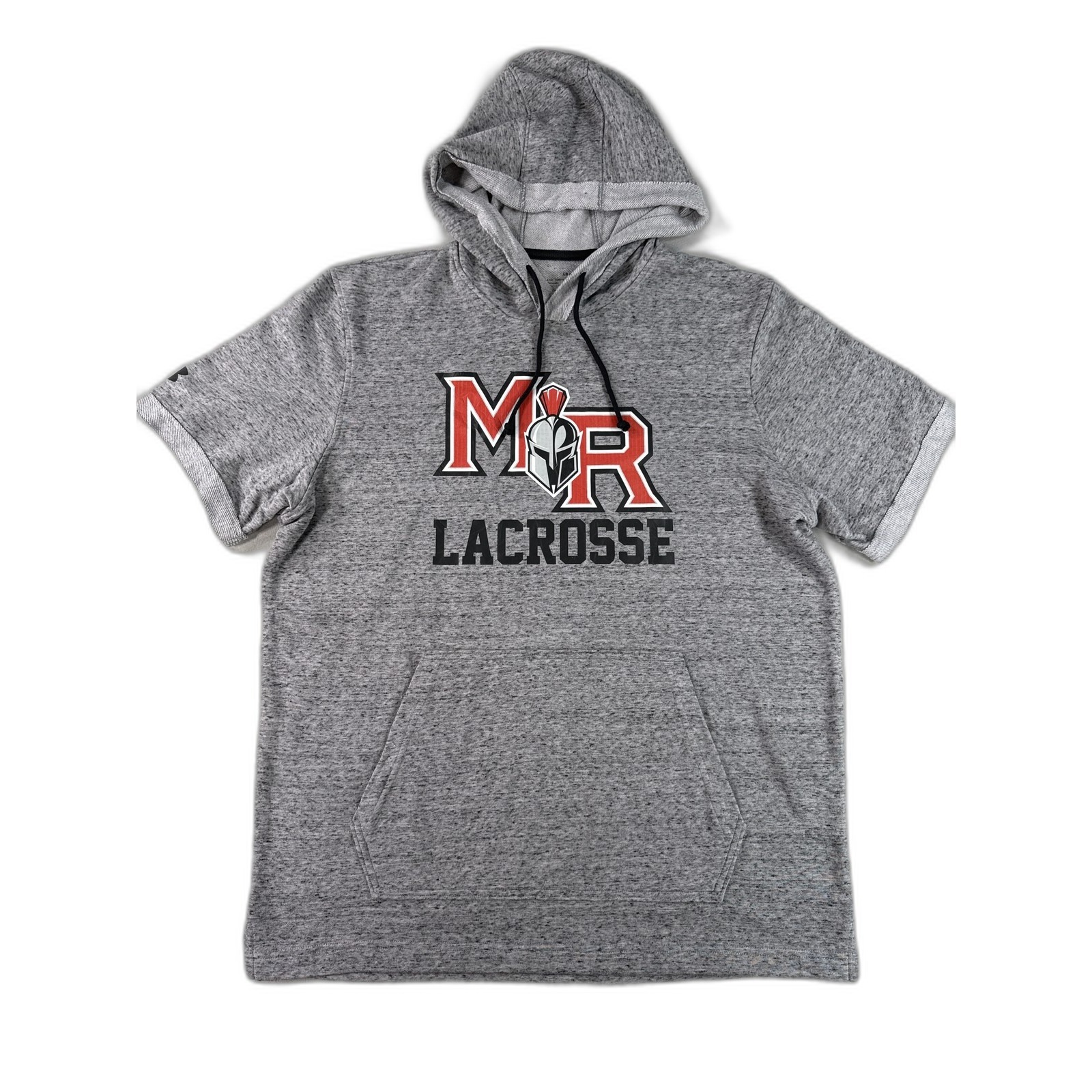 Under Armour Mr Sports Hoodie Lg Gray Cotton Blend Graphic Hooded Short Red